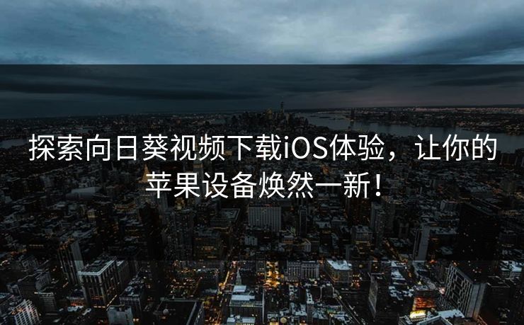探索向日葵视频下载iOS体验，让你的苹果设备焕然一新！
