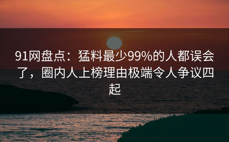 91网盘点：猛料最少99%的人都误会了，圈内人上榜理由极端令人争议四起
