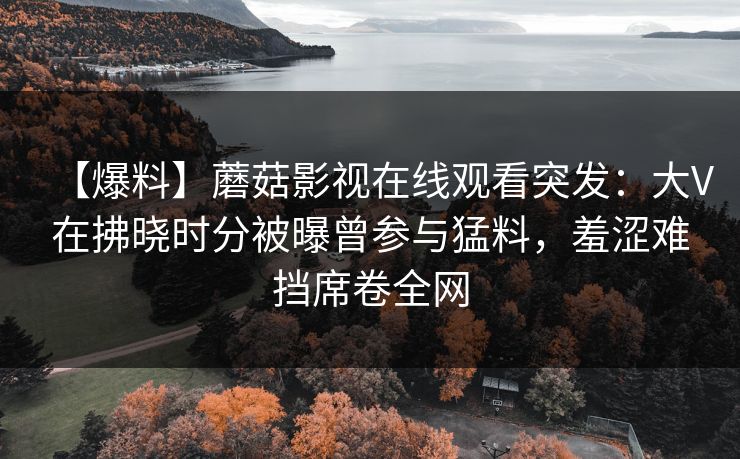 【爆料】蘑菇影视在线观看突发：大V在拂晓时分被曝曾参与猛料，羞涩难挡席卷全网